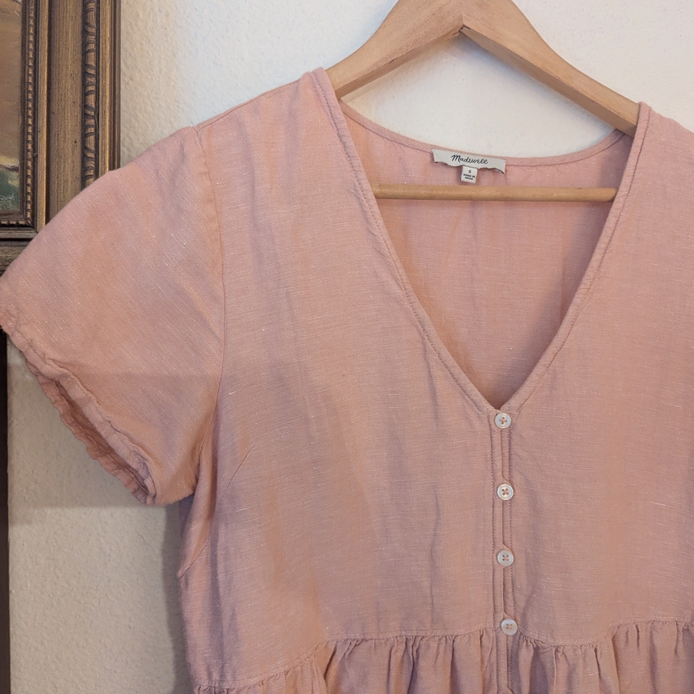 Madewell Blush V-Neck Linen Dress